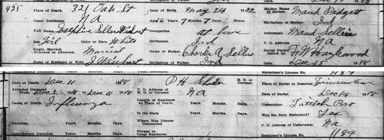 Floyd County, Indiana Deaths, Book CH-24, p.104, Stuart Barth Wrege Indiana History Room