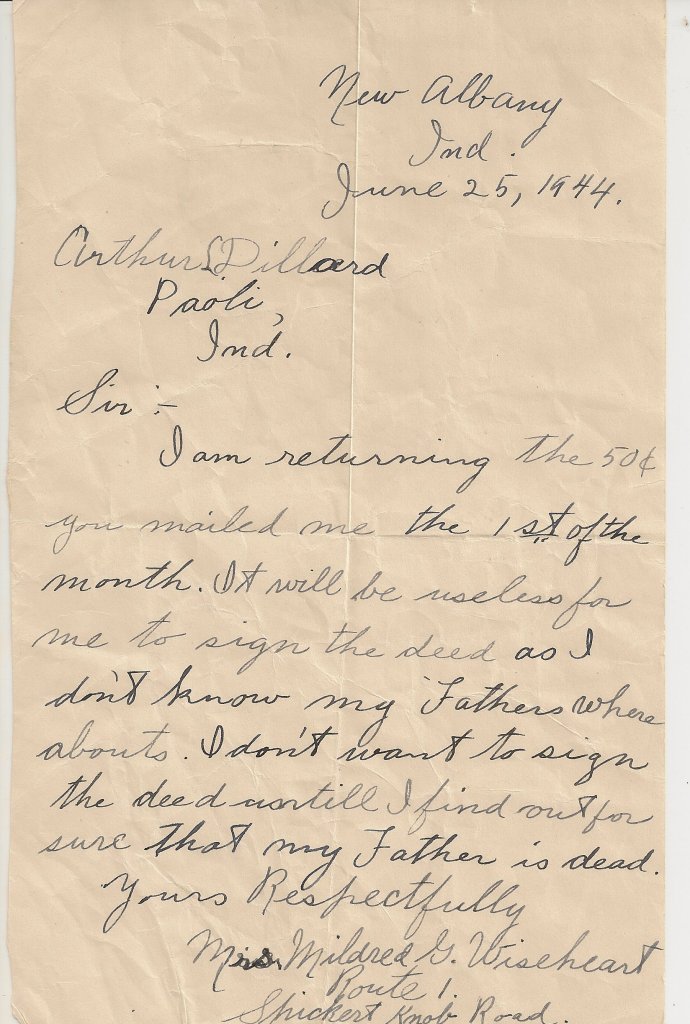 Letter, Mildred Springer to Arthur Dillard, 25 Jun 1944, p.1