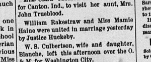 New Albany Evening Tribune, Tuesday, 3 February 1891, p. 4, column 3, Stuart Barth Wrege Indiana History Room