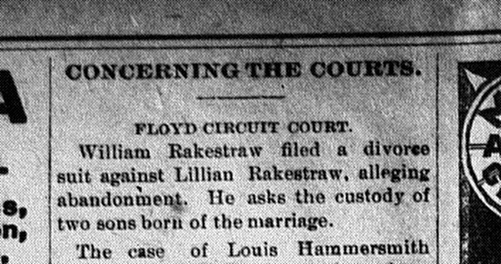 New Albany Public Press, Wednesday, 31 May 1899, p. 4, column 3, Stuart Barth Wrege Indiana History Room