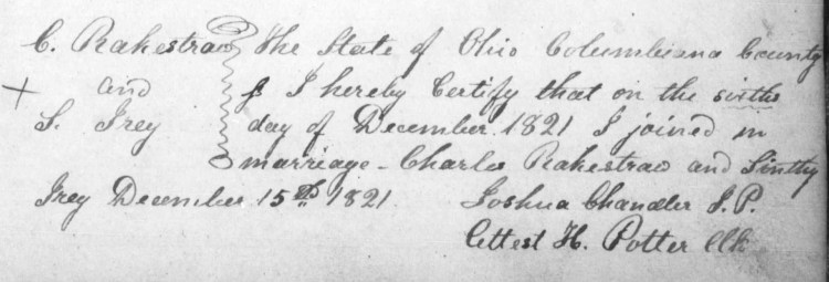 Columbiana County, Ohio Marriages, Vol. 2, p. 103, FamilySearch.org