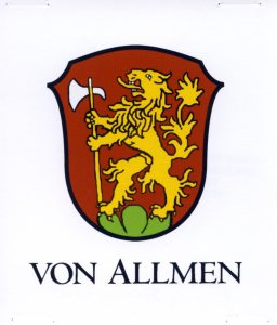 Von Allmen Family Crest, courtesy of Shirley Wolf, Von Allmen Family File, Stuart Barth Wrege Indiana History Room