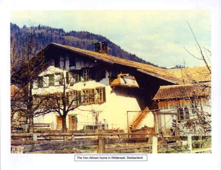 Von Allmen home in Wilderswil, courtesy of Shirley Wolf, Von Allmen Family File, Stuart Barth Wrege Indiana History Room