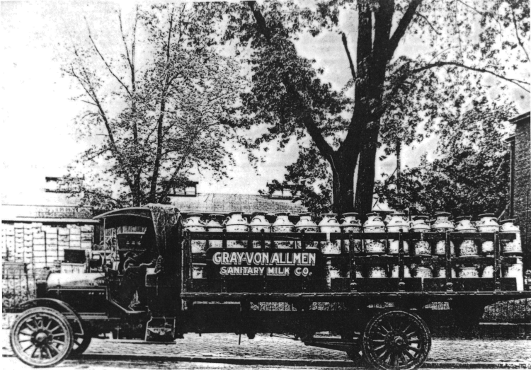 Gray-Von Allmen Sanitary Milk Company Truck, courtesy of Shirley Wolf, Von Allmen Family File, Stuart Barth Wrege Indiana History Room