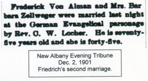 Marriage Announcement, courtesy of Shirley Wolfe, Von Allmen Family File, Stuart Barth Wrege Indiana History Room